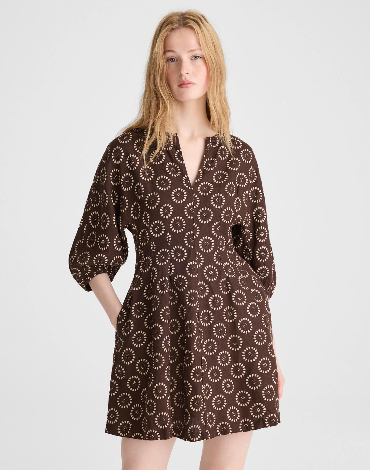 Madewell Splitneck Mini Dress Dark Brown