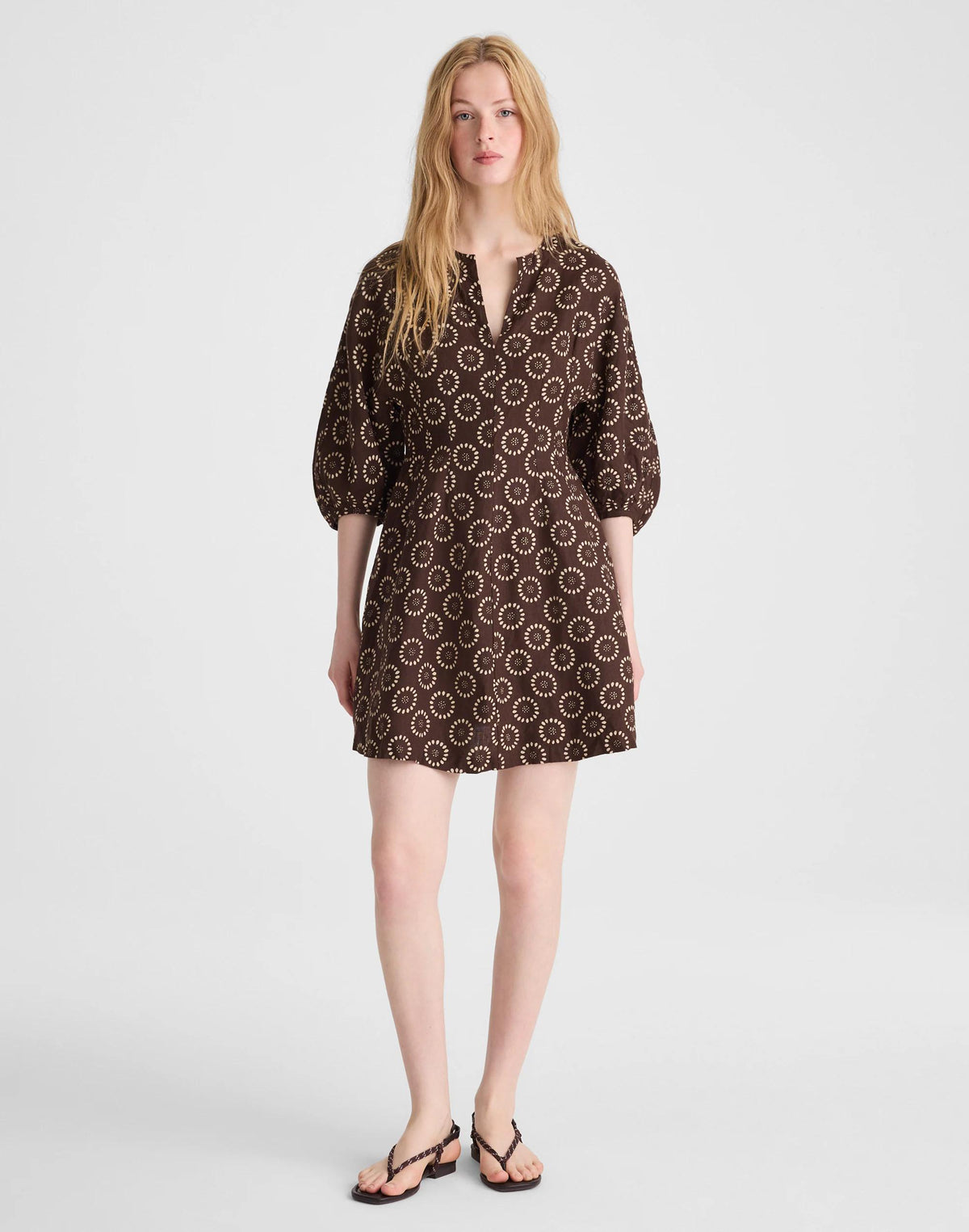 Madewell Splitneck Mini Dress Dark Brown