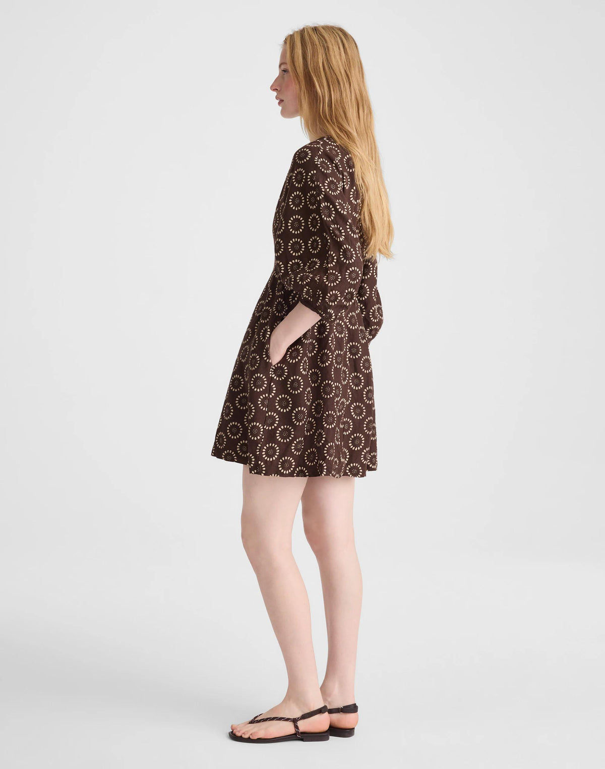 Madewell Splitneck Mini Dress Dark Brown
