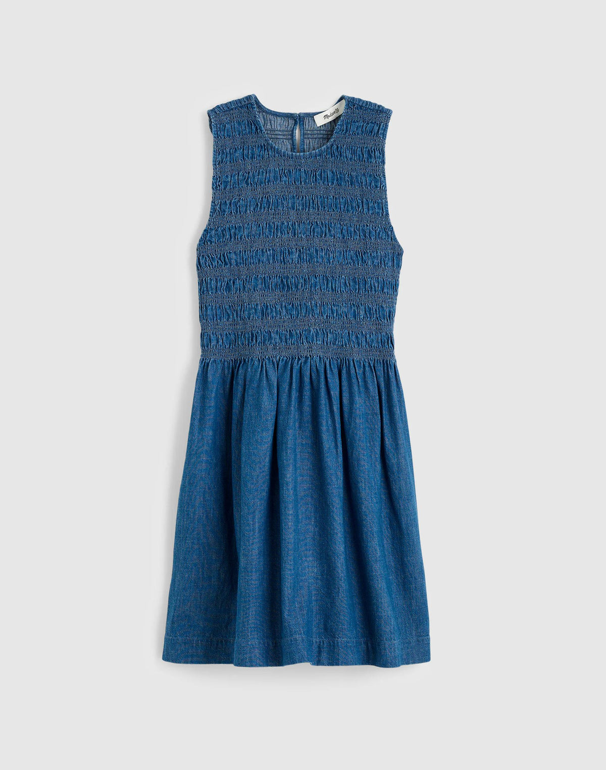 Madewell The Denim Melody Smocked Mini Dress Cove Wash