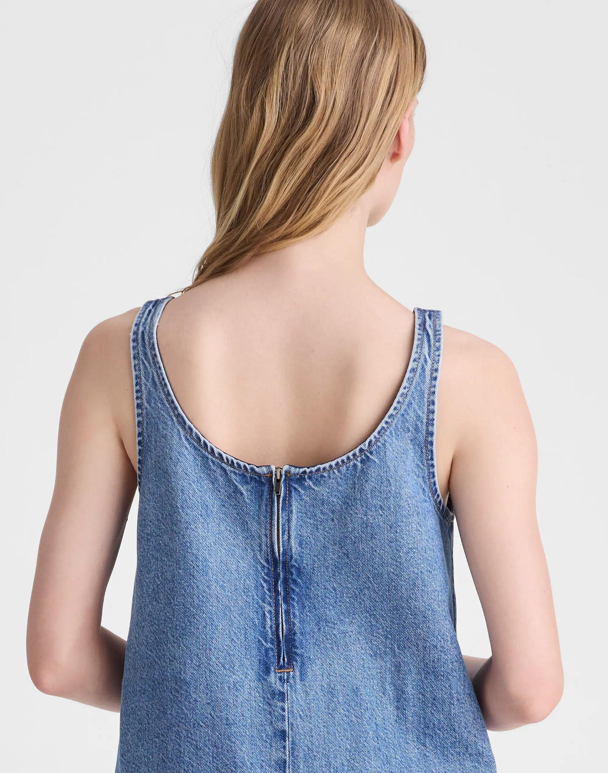 Madewell Denim Embroidered Mini Dress Worn Mid Indigo