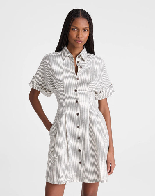 Madewell The Perry Mini Shirtdress Black Vintage Ivory Yarndye