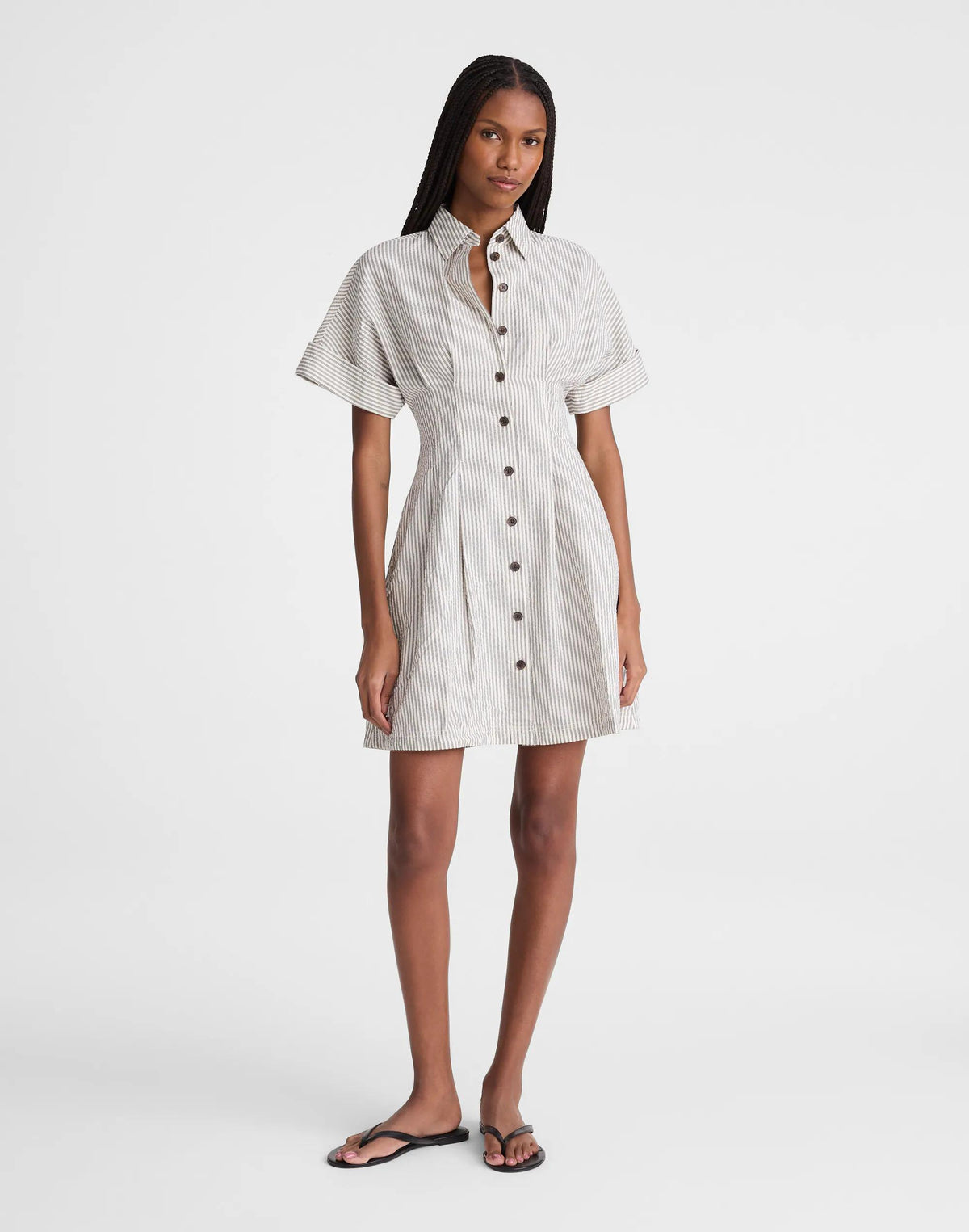 Madewell The Perry Mini Shirtdress Black Vintage Ivory Yarndye