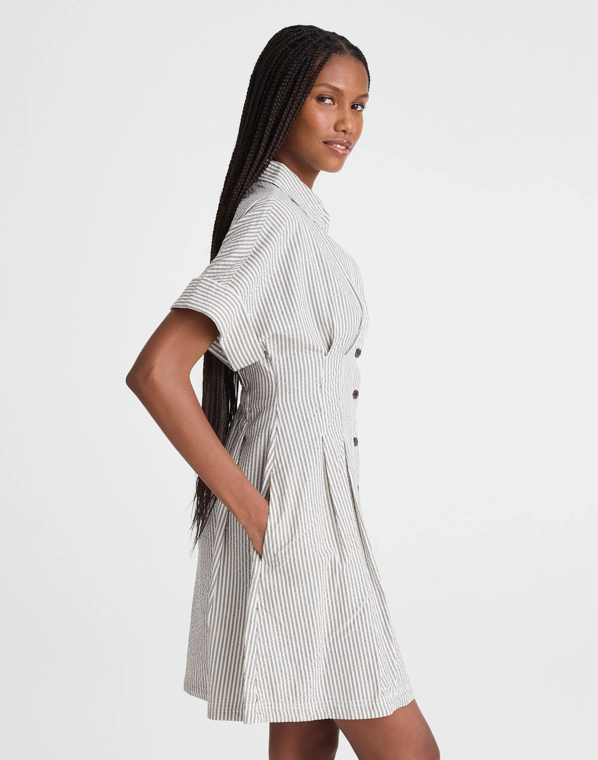 Madewell The Perry Mini Shirtdress Black Vintage Ivory Yarndye