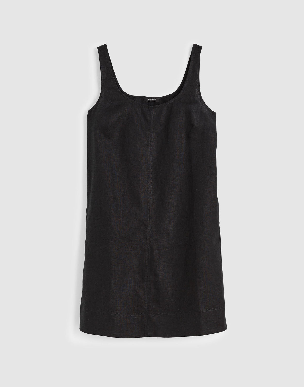 Madewell Scoopneck Mini Shift Dress in 100% Linen Jet Black