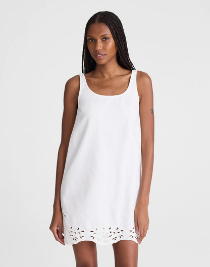 Madewell Denim Eyelet Mini Shift Dress Tile White