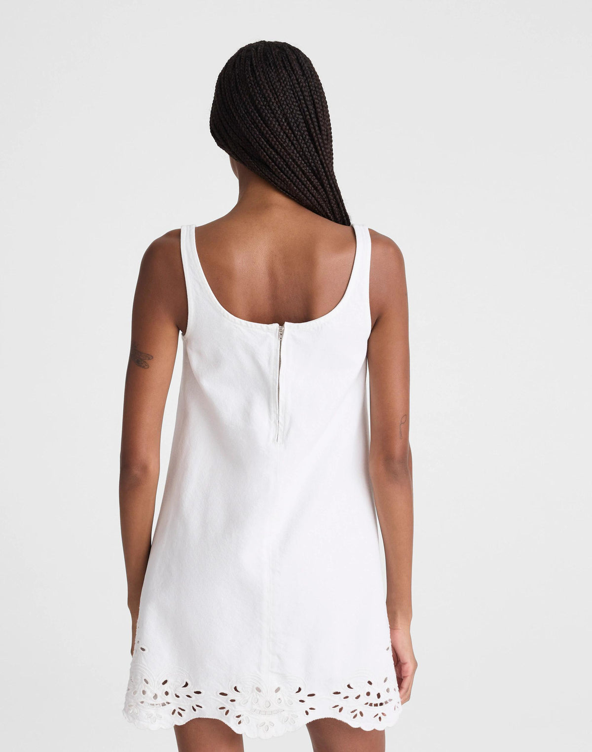 Madewell Denim Eyelet Mini Shift Dress Tile White