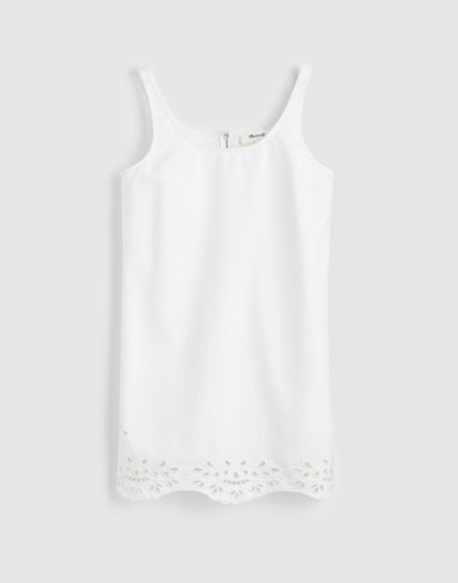 Madewell Denim Eyelet Mini Shift Dress Tile White