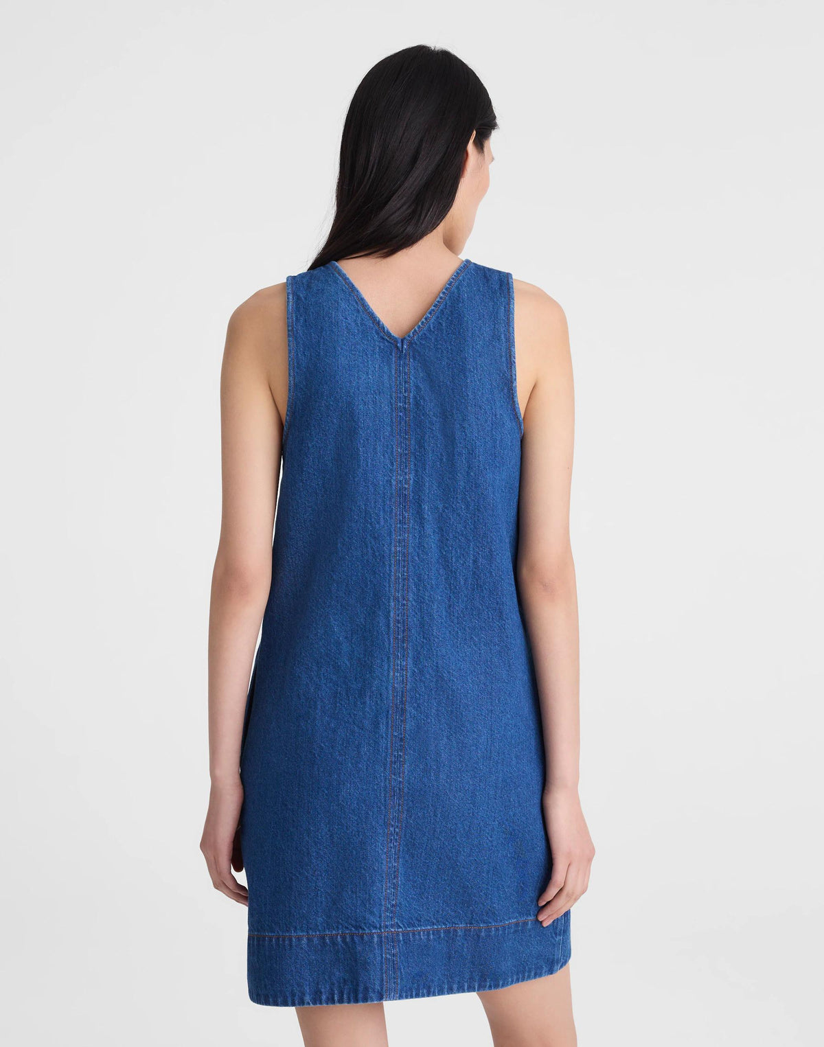 Madewell Denim V-Neck Sleeveless Mini Dress Marina Blue