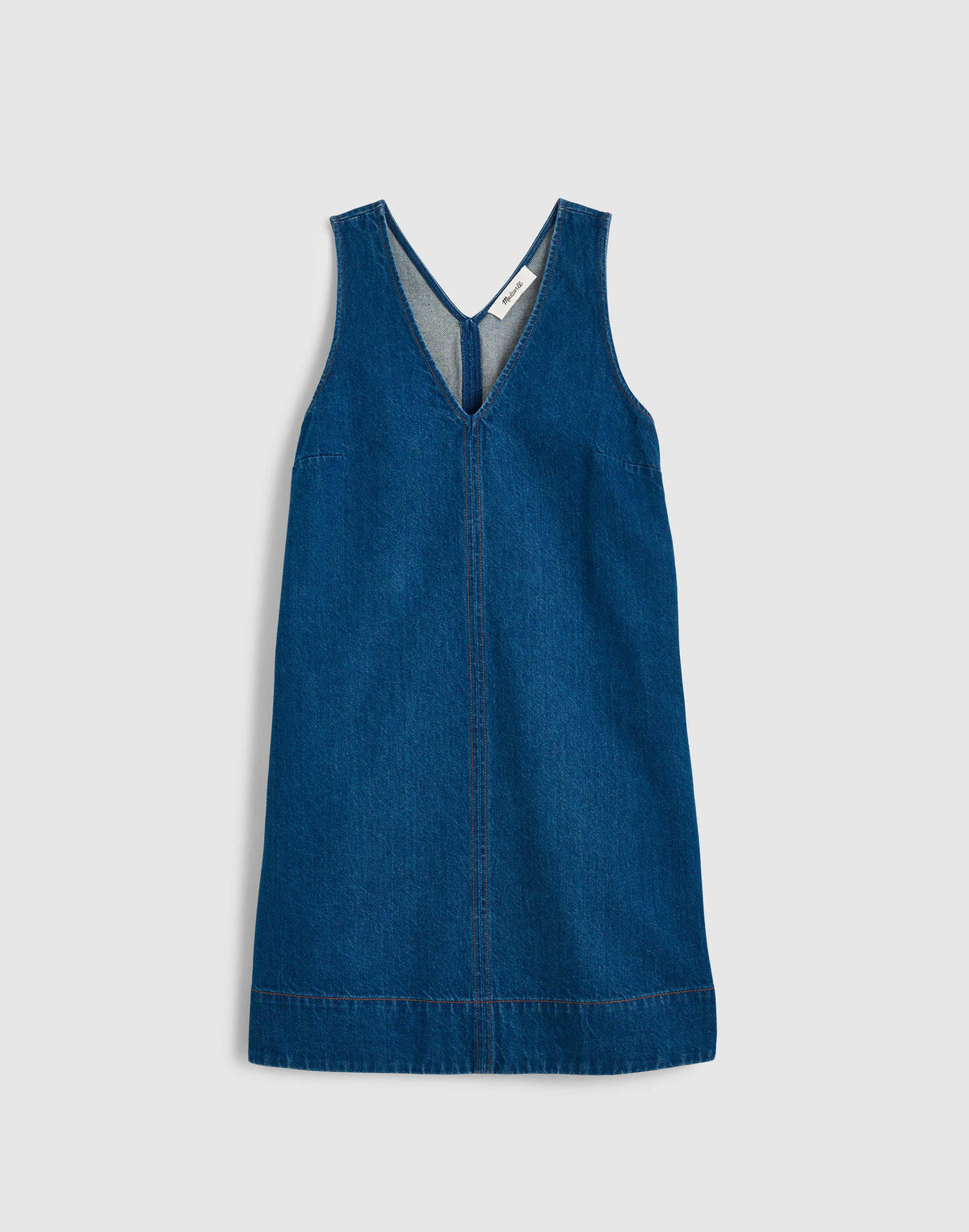 Madewell Denim V-Neck Sleeveless Mini Dress Marina Blue