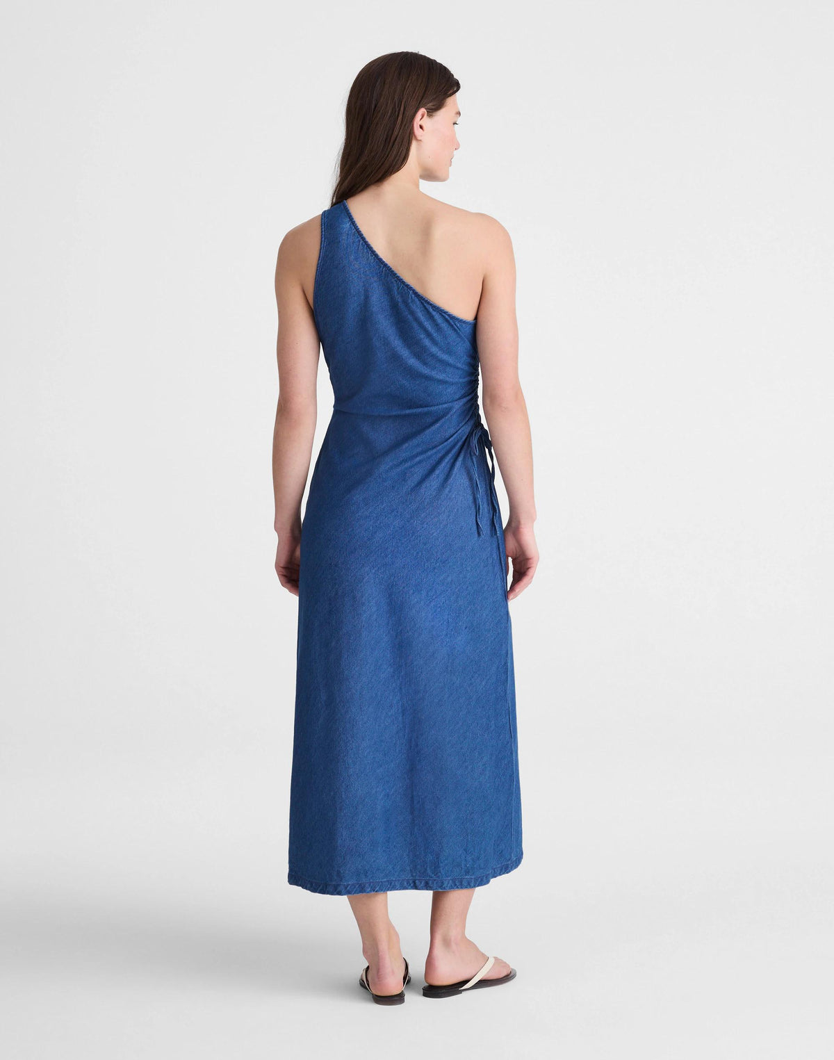 Madewell Denim One-Shoulder Maxi Dress Marina Blue