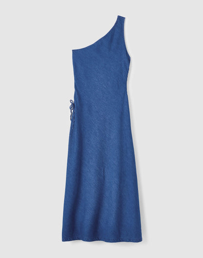 Madewell Denim One-Shoulder Maxi Dress Marina Blue