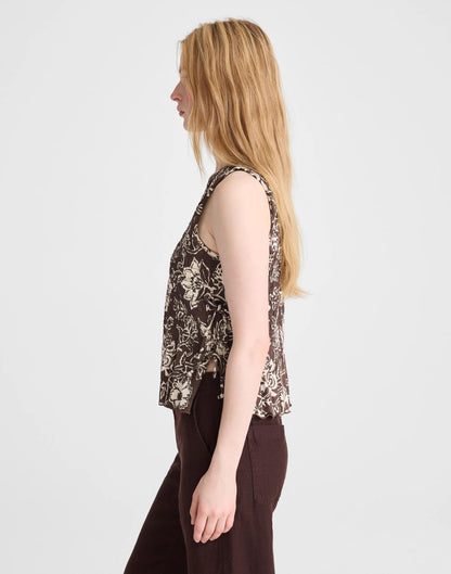 Madewell Side-Tie Smocked Tank Dark Brown
