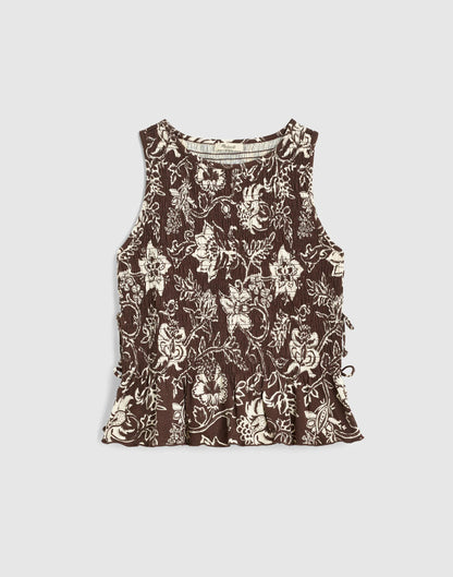 Madewell Side-Tie Smocked Tank Dark Brown