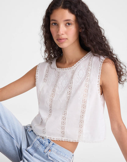 Madewell Embroidered Lace-Insert Top White