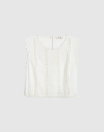 Madewell Embroidered Lace-Insert Top White