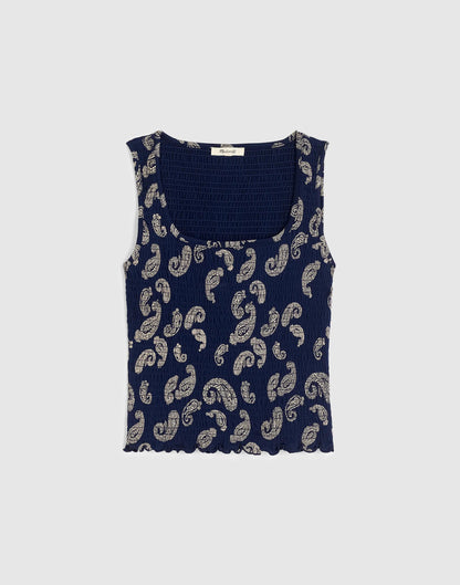 Madewell Madewell x Shopbop Smocked Squareneck Tank Tossed Paisley Midnight