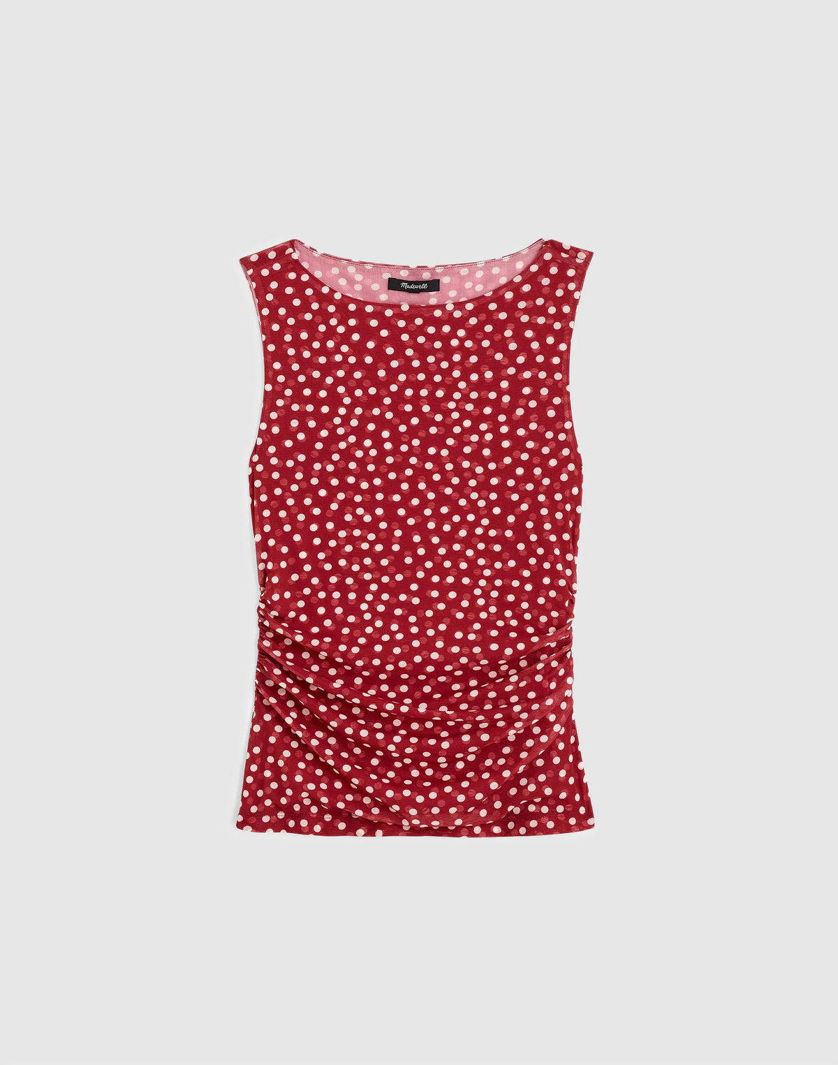 Madewell Cinched Double-Layered Mesh Top Red Currant