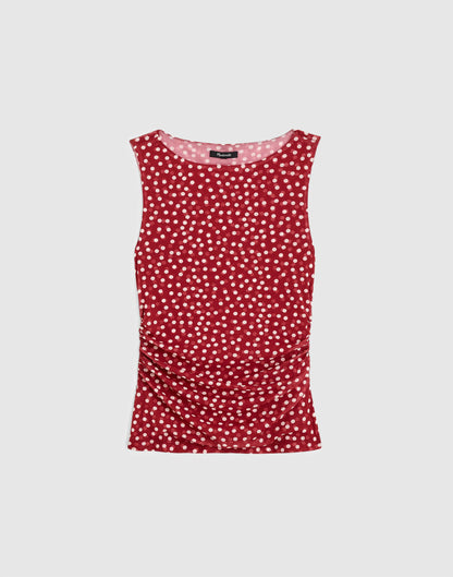 Madewell Cinched Double-Layered Mesh Top Red Currant