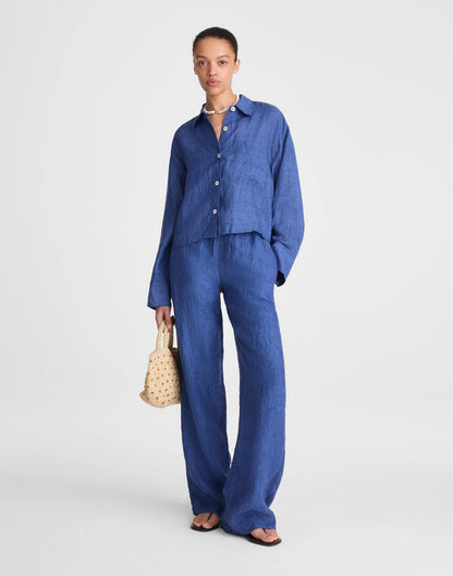 Madewell Straight-Hem Shirt in 100% Linen Indigo Chambray