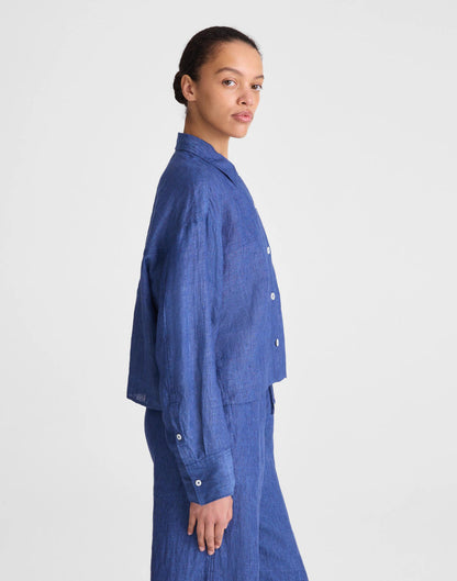 Madewell Straight-Hem Shirt in 100% Linen Indigo Chambray