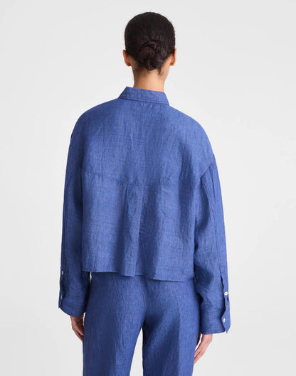 Madewell Straight-Hem Shirt in 100% Linen Indigo Chambray