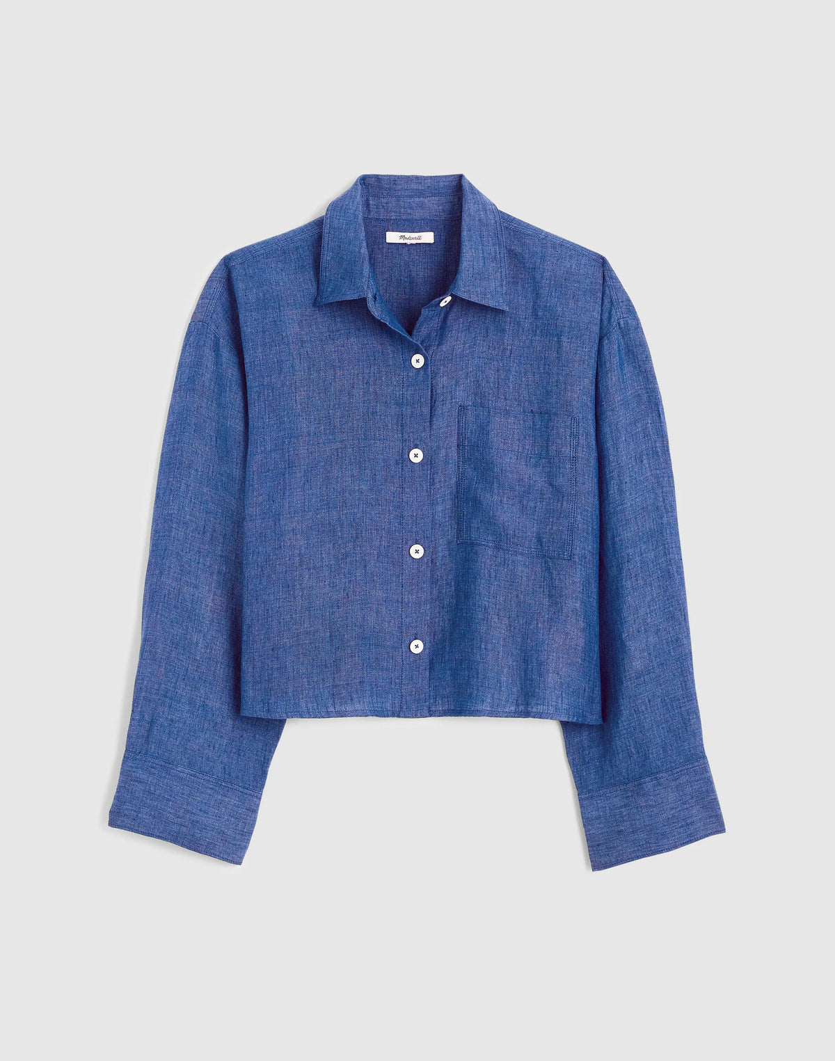 Madewell Straight-Hem Shirt in 100% Linen Indigo Chambray