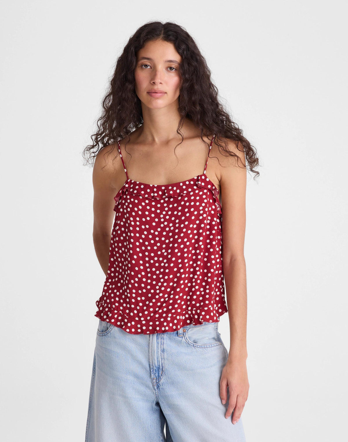 Madewell Ruffled Cami Top Red Currant