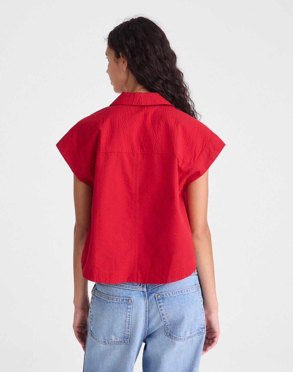 Madewell Notch-Collar Popover Shirt Red Currant