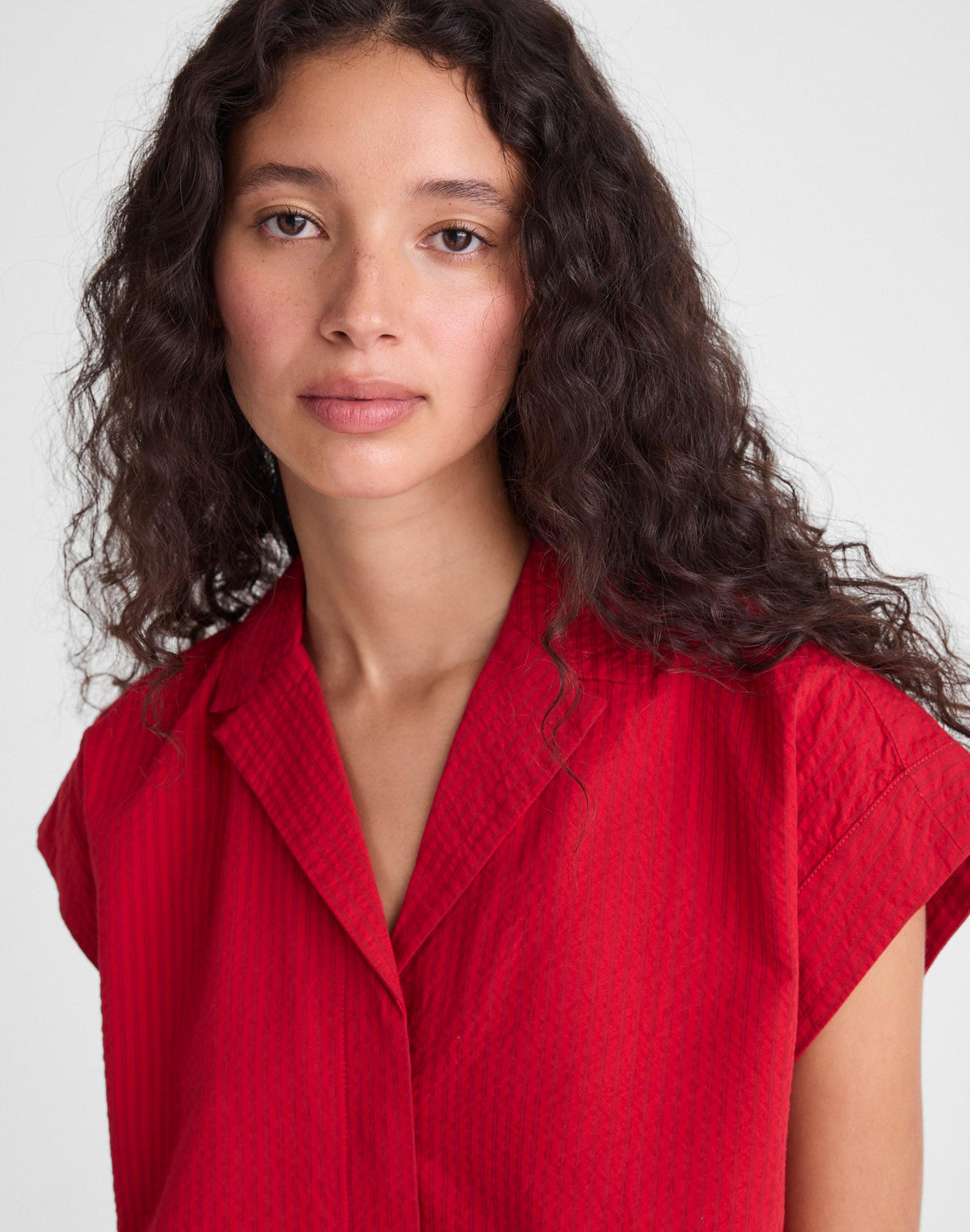 Madewell Notch-Collar Popover Shirt Red Currant