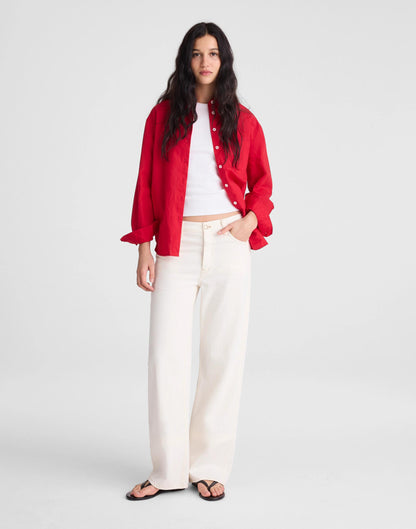 Madewell The Easy Shirt in Linen Blend Varsity Red
