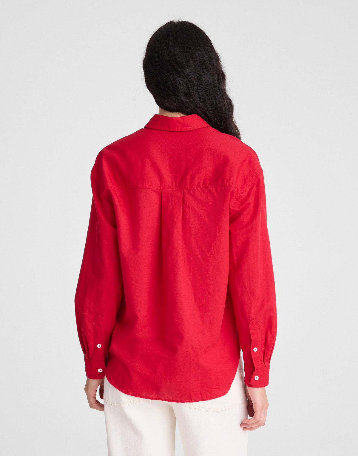 Madewell The Easy Shirt in Linen Blend Varsity Red