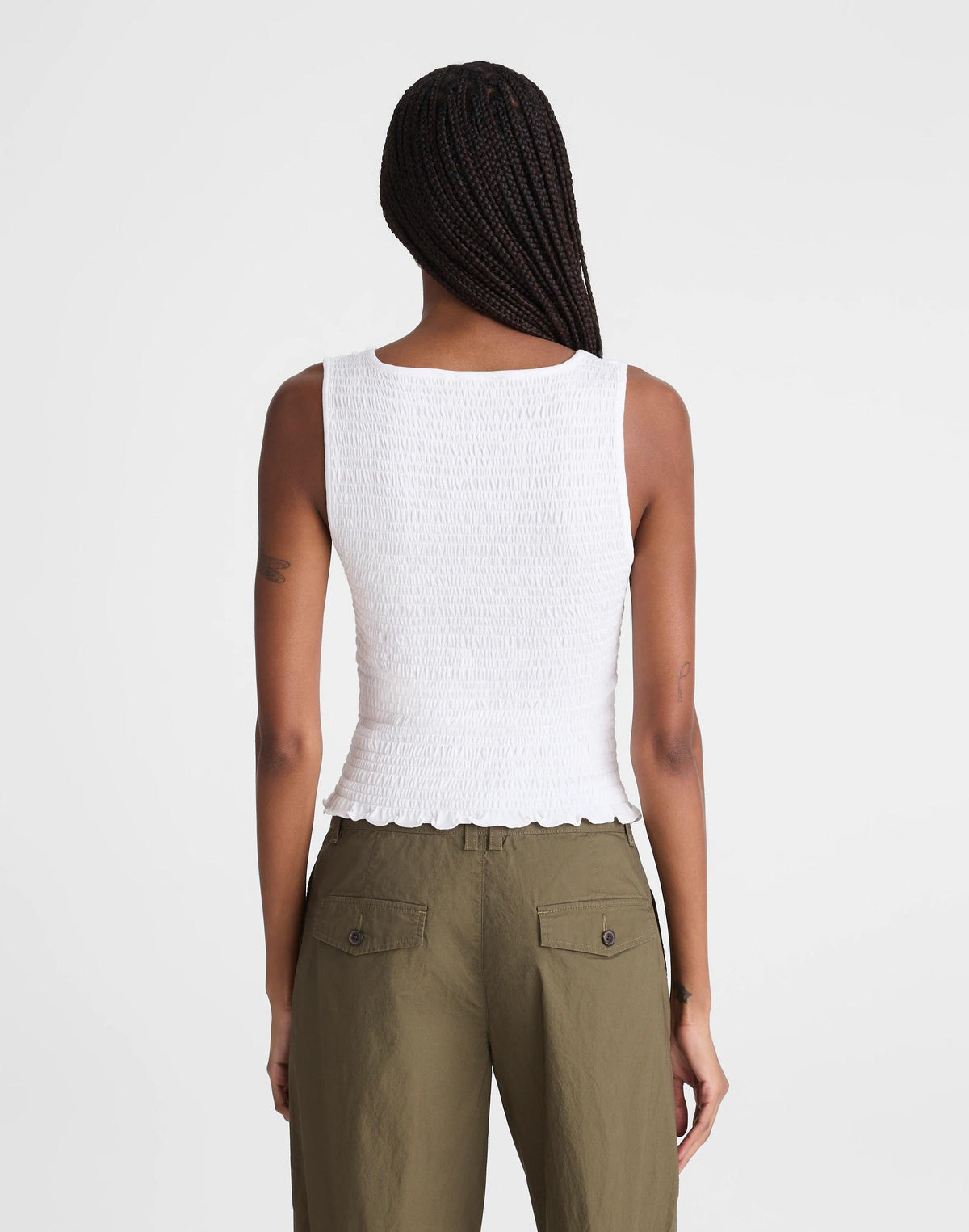 Madewell Smocked Scoopneck Tank White