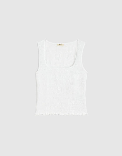 Madewell Smocked Scoopneck Tank White