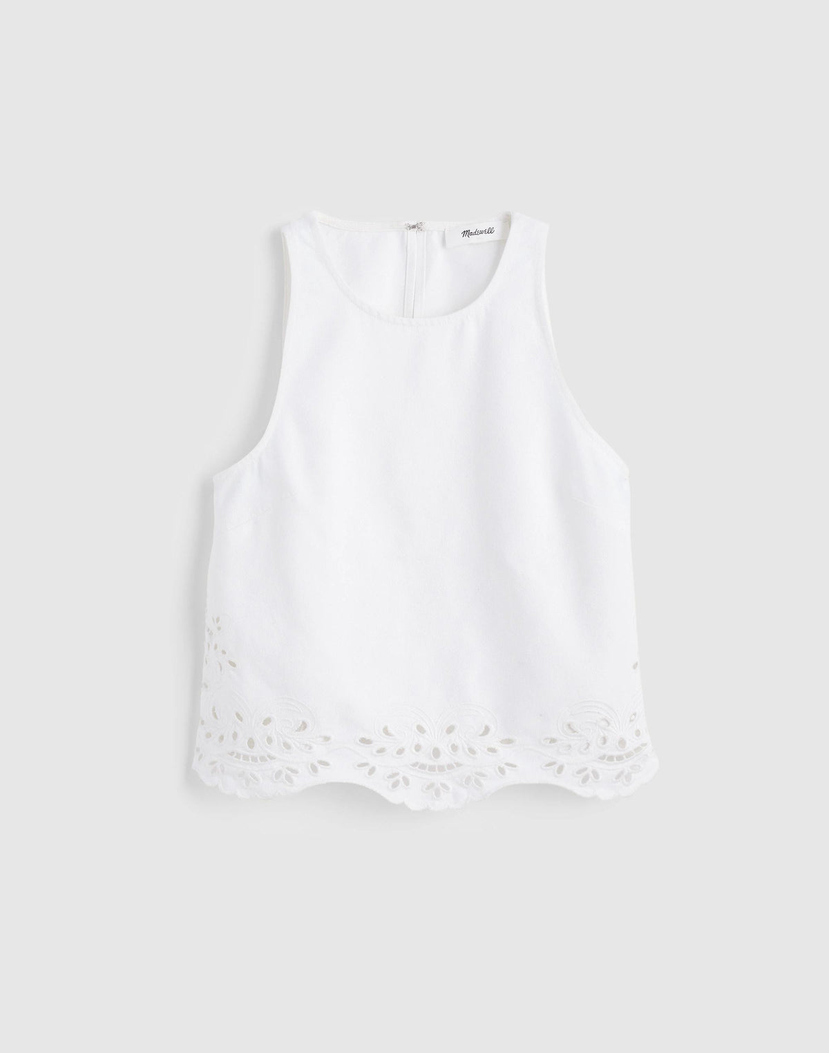 Madewell Denim Eyelet Shell Top in Tile White Tile White