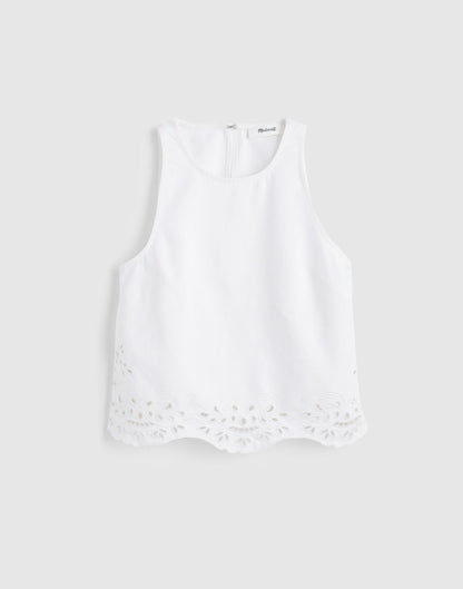Madewell Denim Eyelet Shell Top in Tile White Tile White