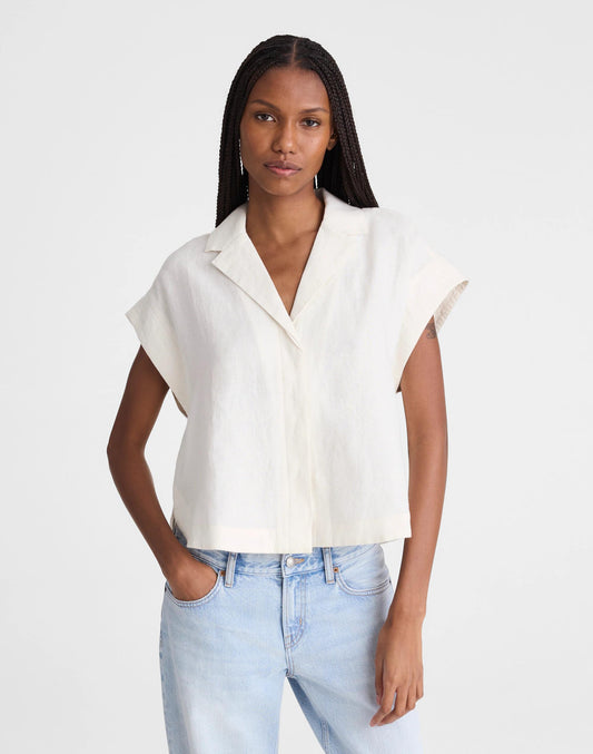 Madewell Notch-Collar Popover Shirt Ivory Linen