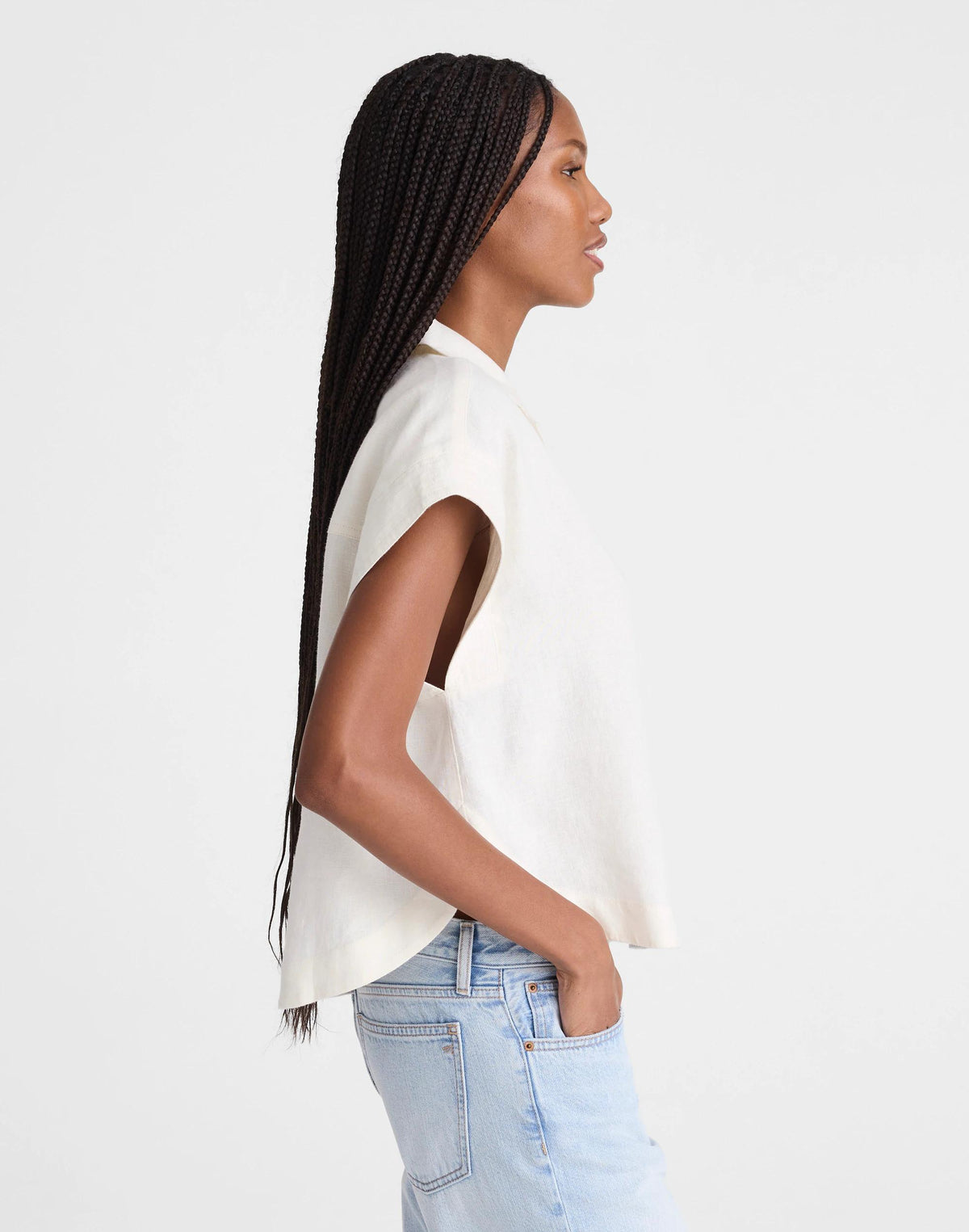 Madewell Notch-Collar Popover Shirt Ivory Linen