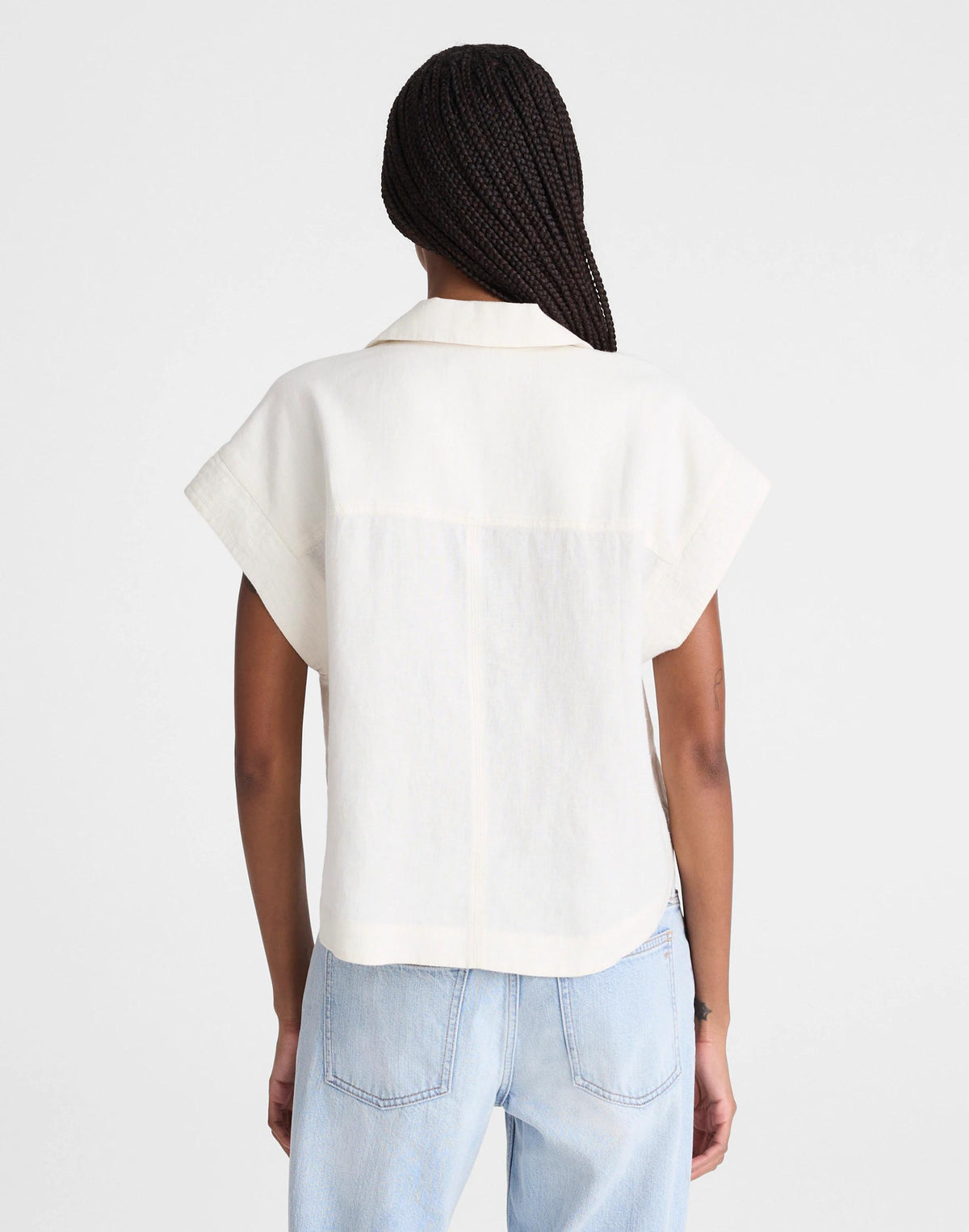 Madewell Notch-Collar Popover Shirt Ivory Linen