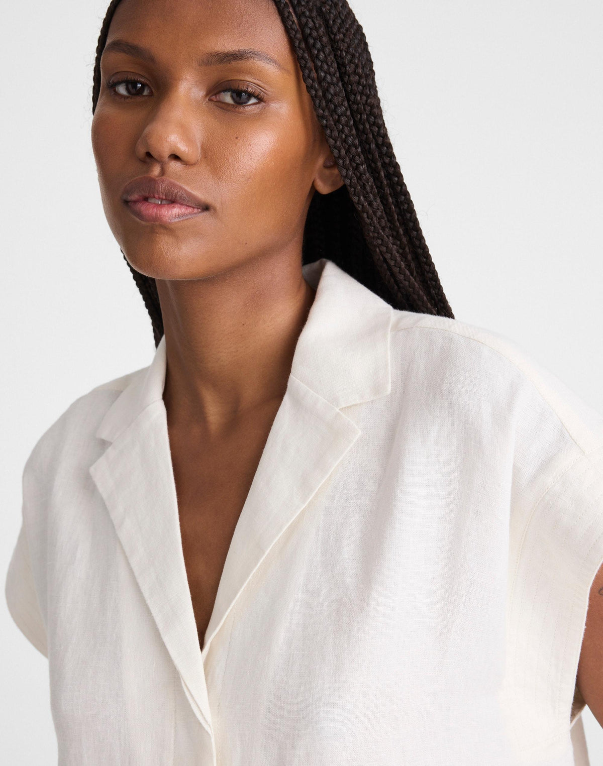 Madewell Notch-Collar Popover Shirt Ivory Linen