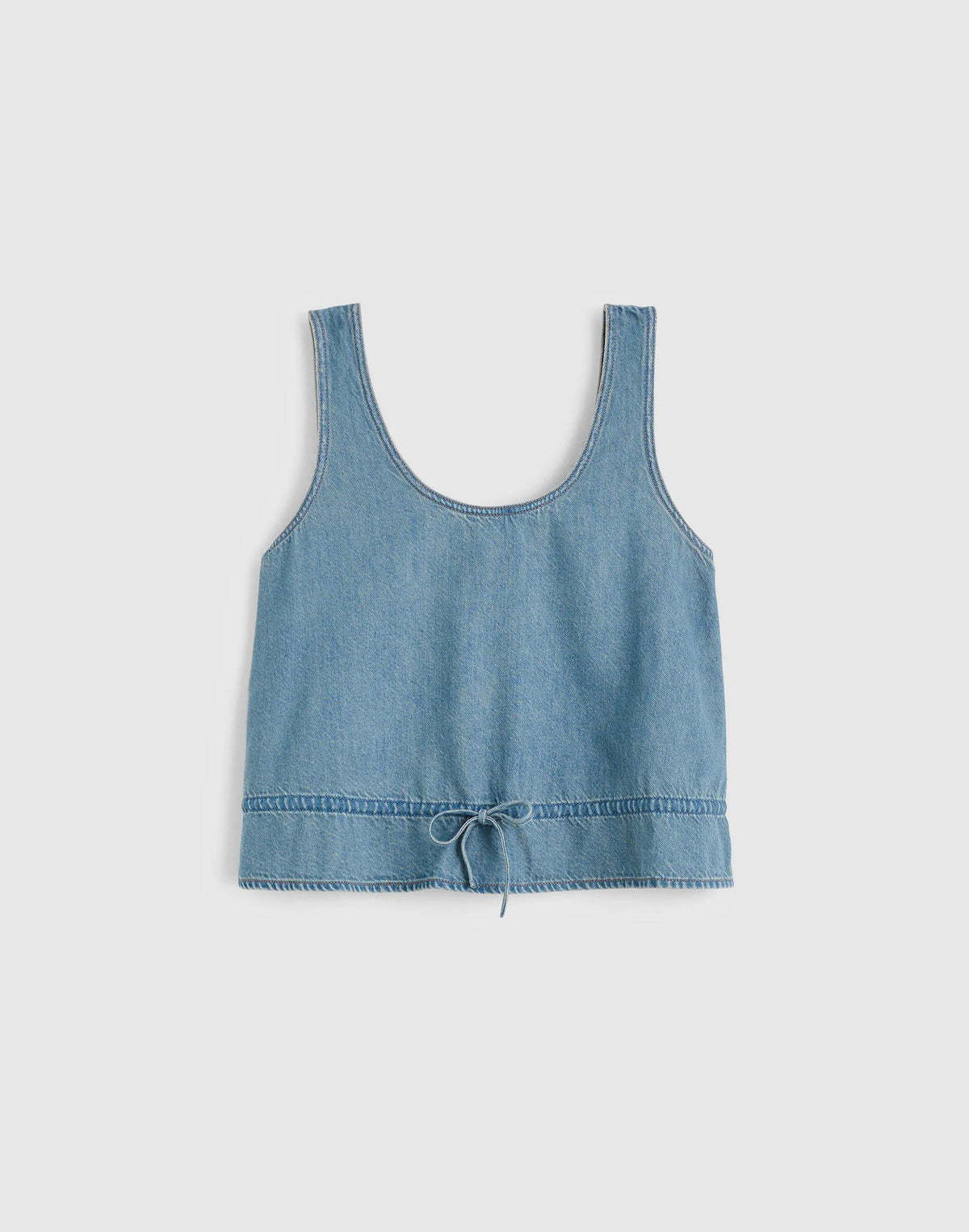 Madewell Airy Denim Scoopneck Peplum Top Lido Wash