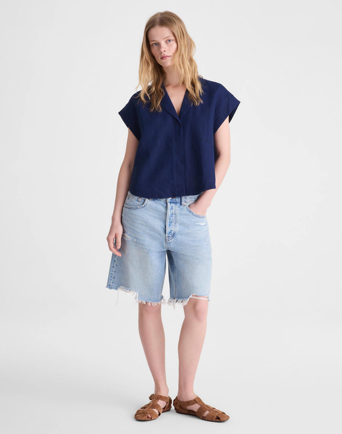 Madewell Notch-Collar Popover Shirt Classic Indigo
