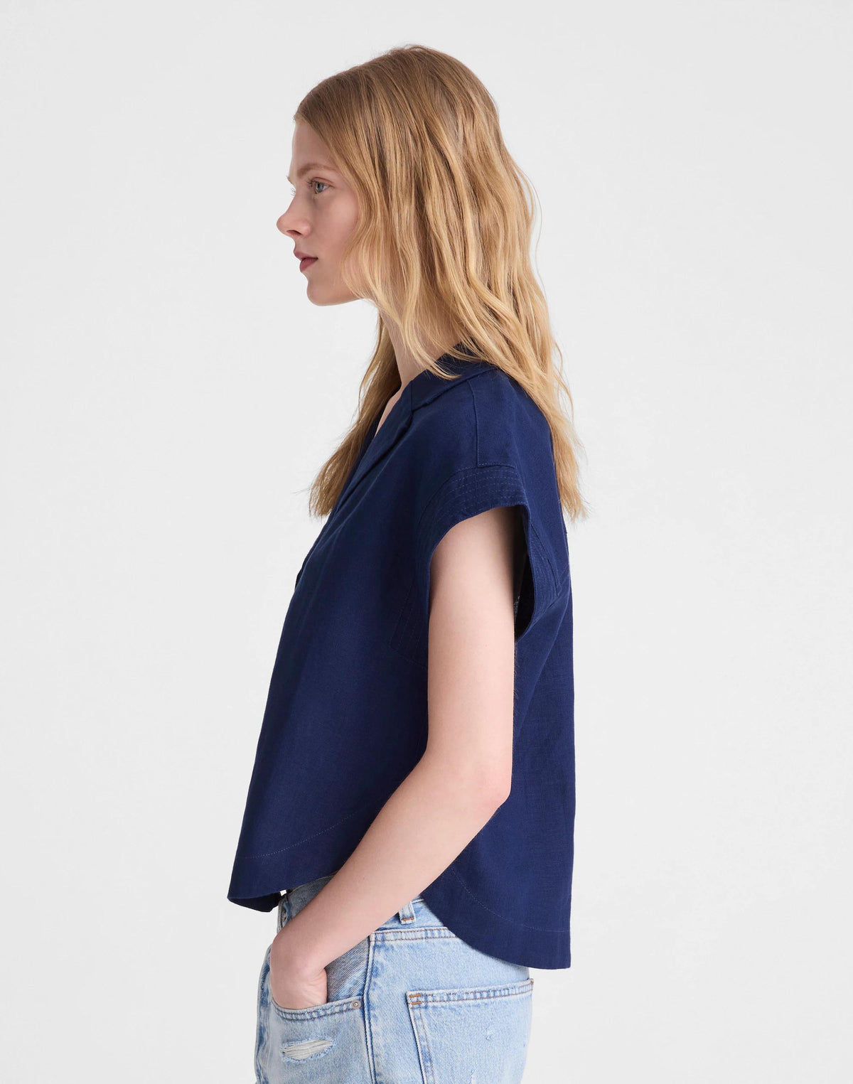 Madewell Notch-Collar Popover Shirt Classic Indigo