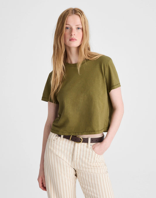 Madewell The Easy Crop Crewneck Tee in Soft Slub Chateau Olive