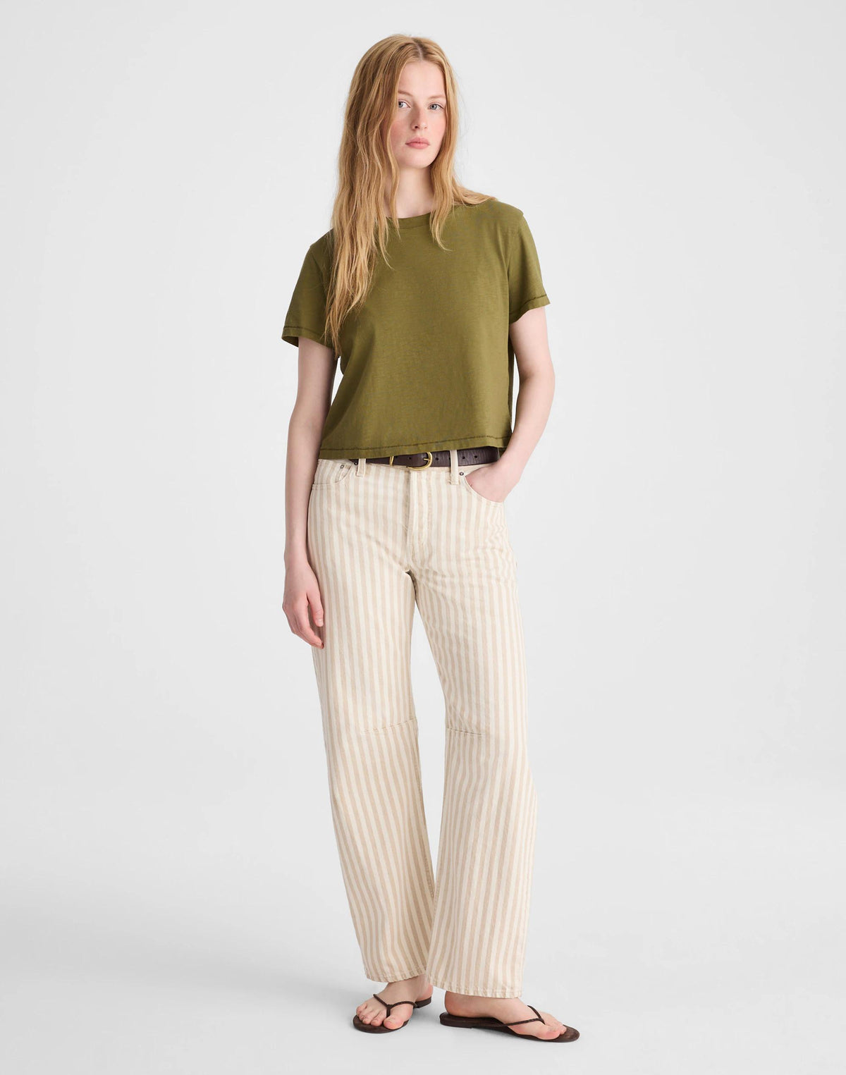 Madewell The Easy Crop Crewneck Tee in Soft Slub Chateau Olive