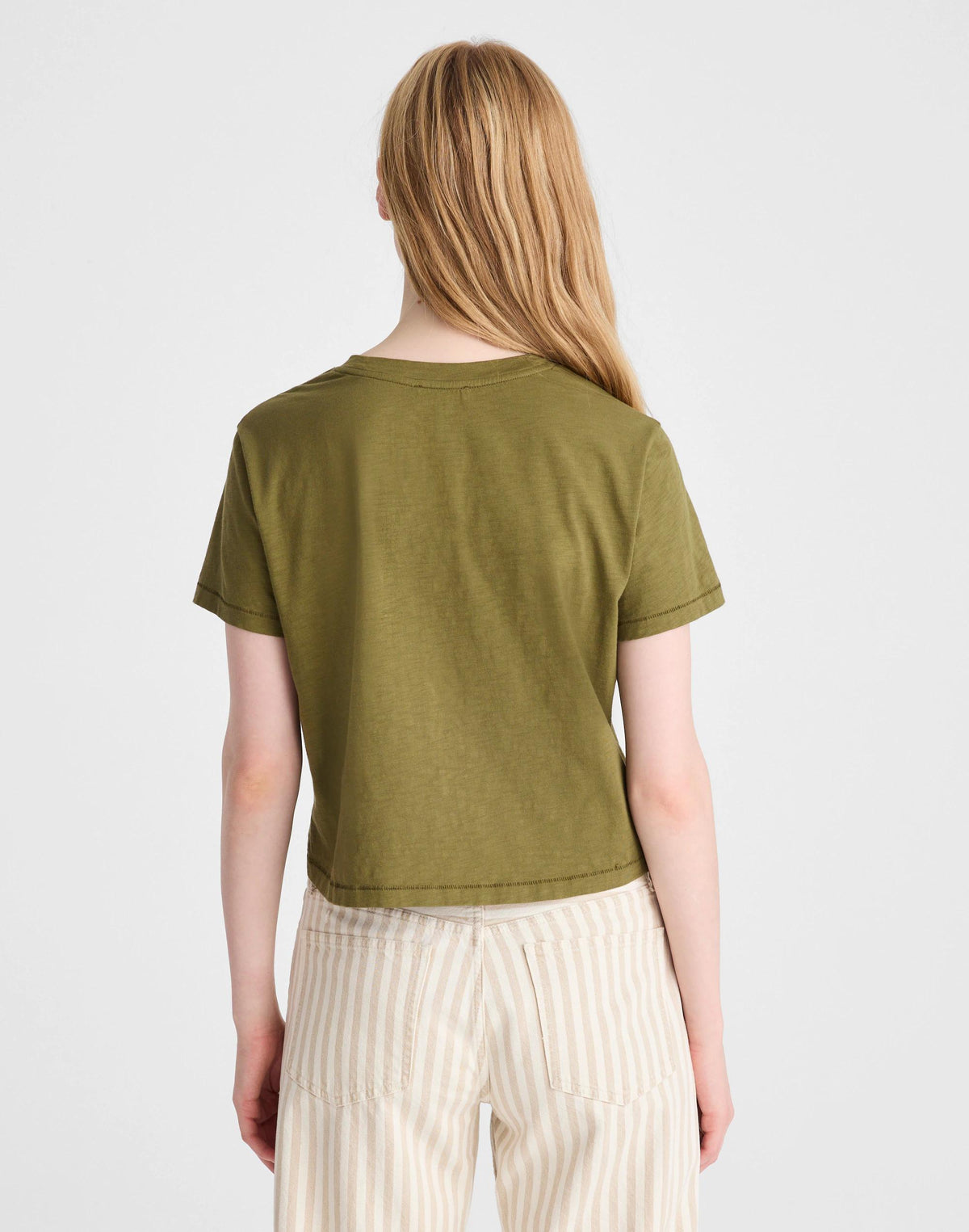 Madewell The Easy Crop Crewneck Tee in Soft Slub Chateau Olive