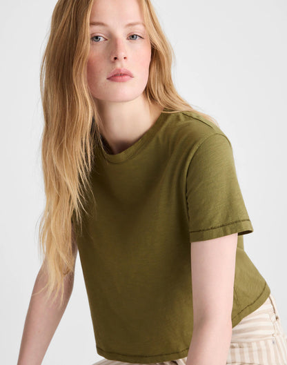 Madewell The Easy Crop Crewneck Tee in Soft Slub Chateau Olive