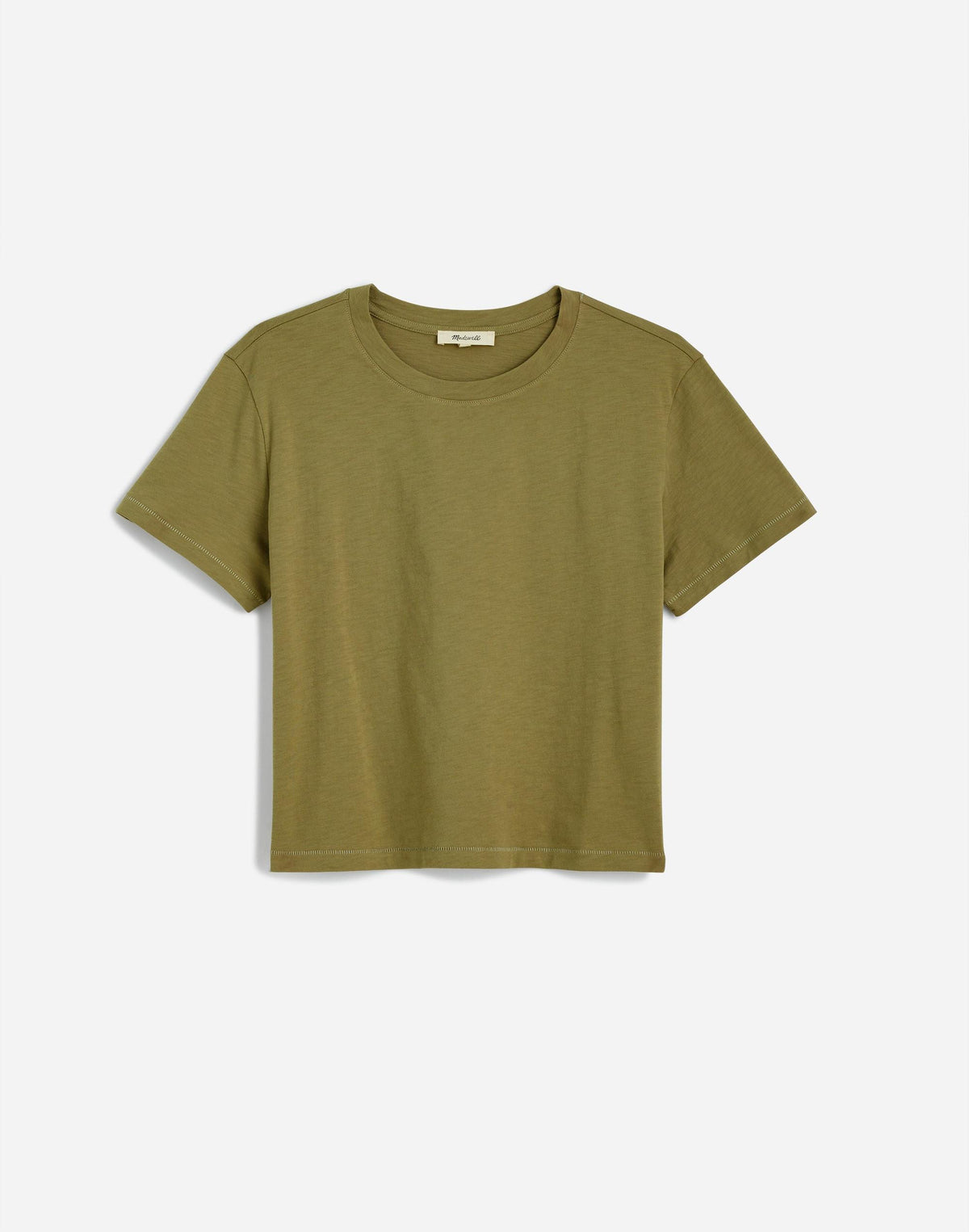 Madewell The Easy Crop Crewneck Tee in Soft Slub Chateau Olive