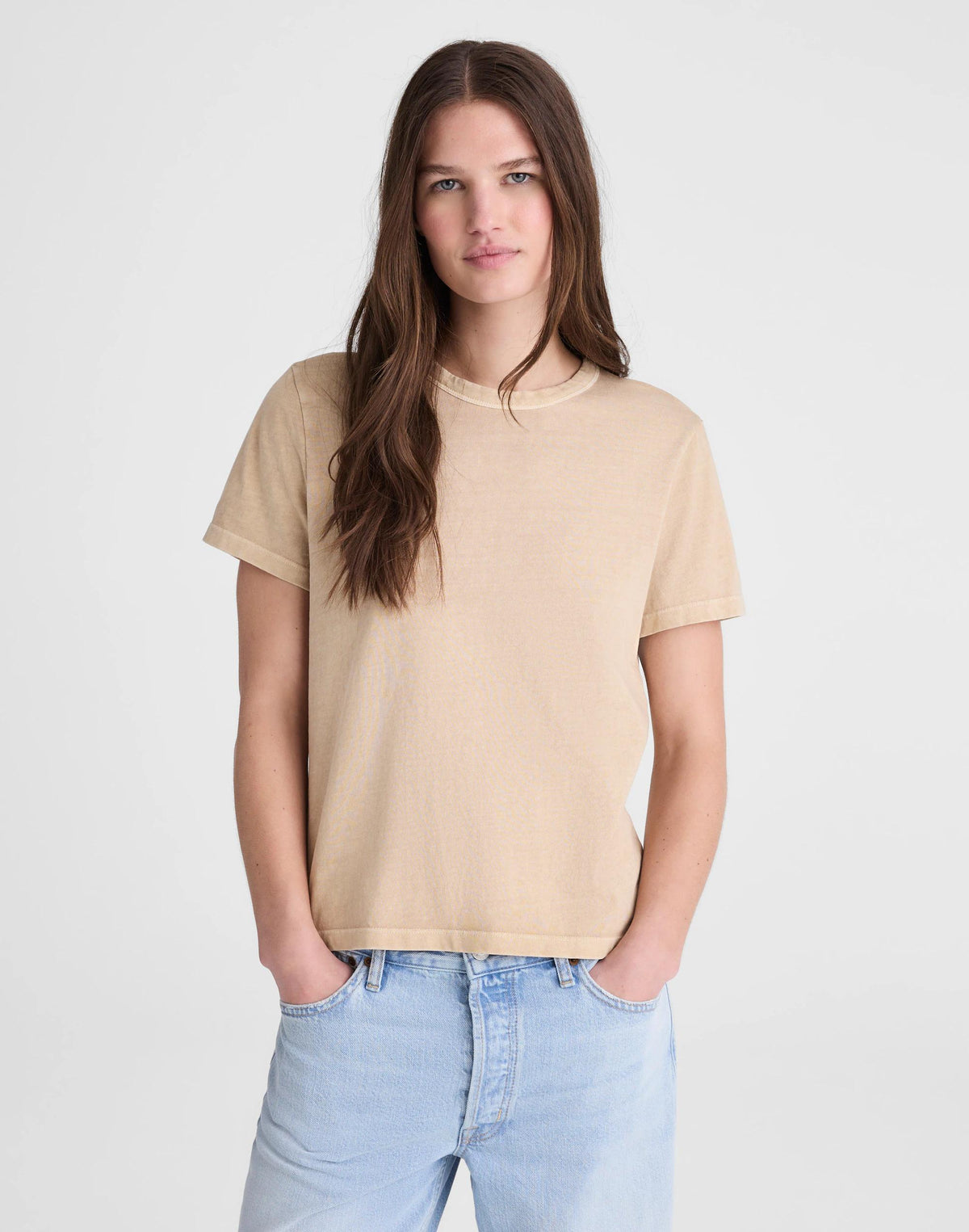 Madewell The Perfect Crewneck Tee in Allday Jersey Studio Beige