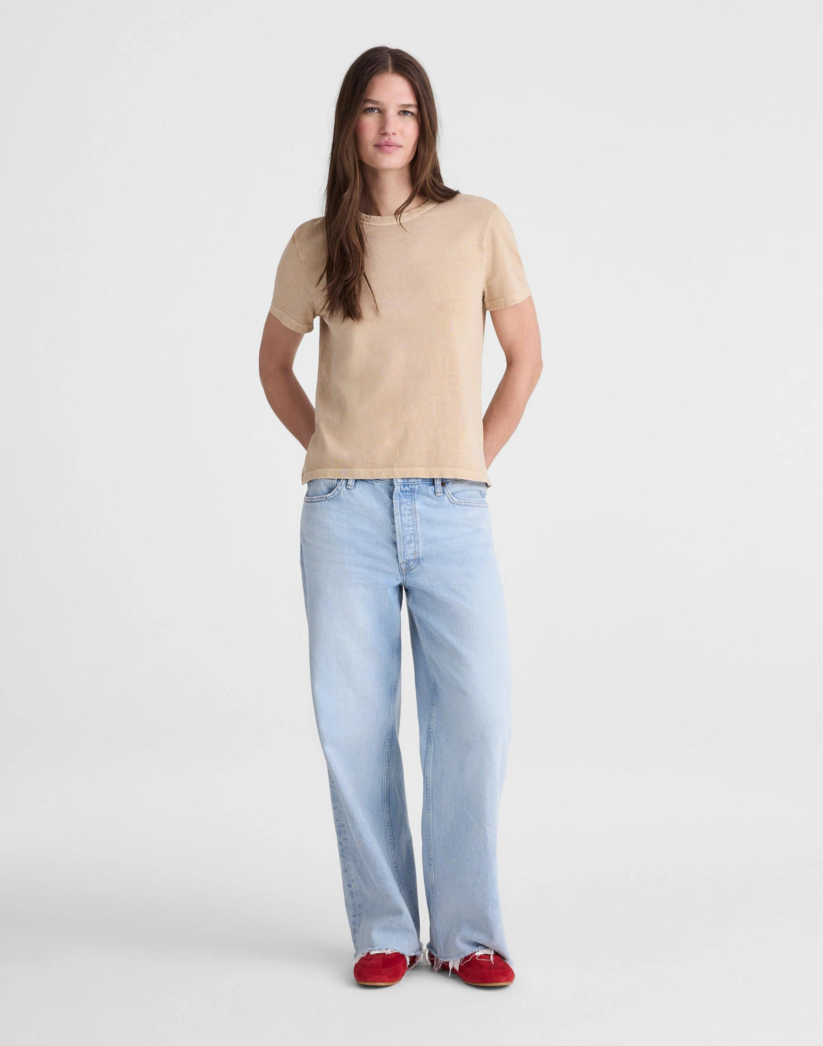 Madewell The Perfect Crewneck Tee in Allday Jersey Studio Beige
